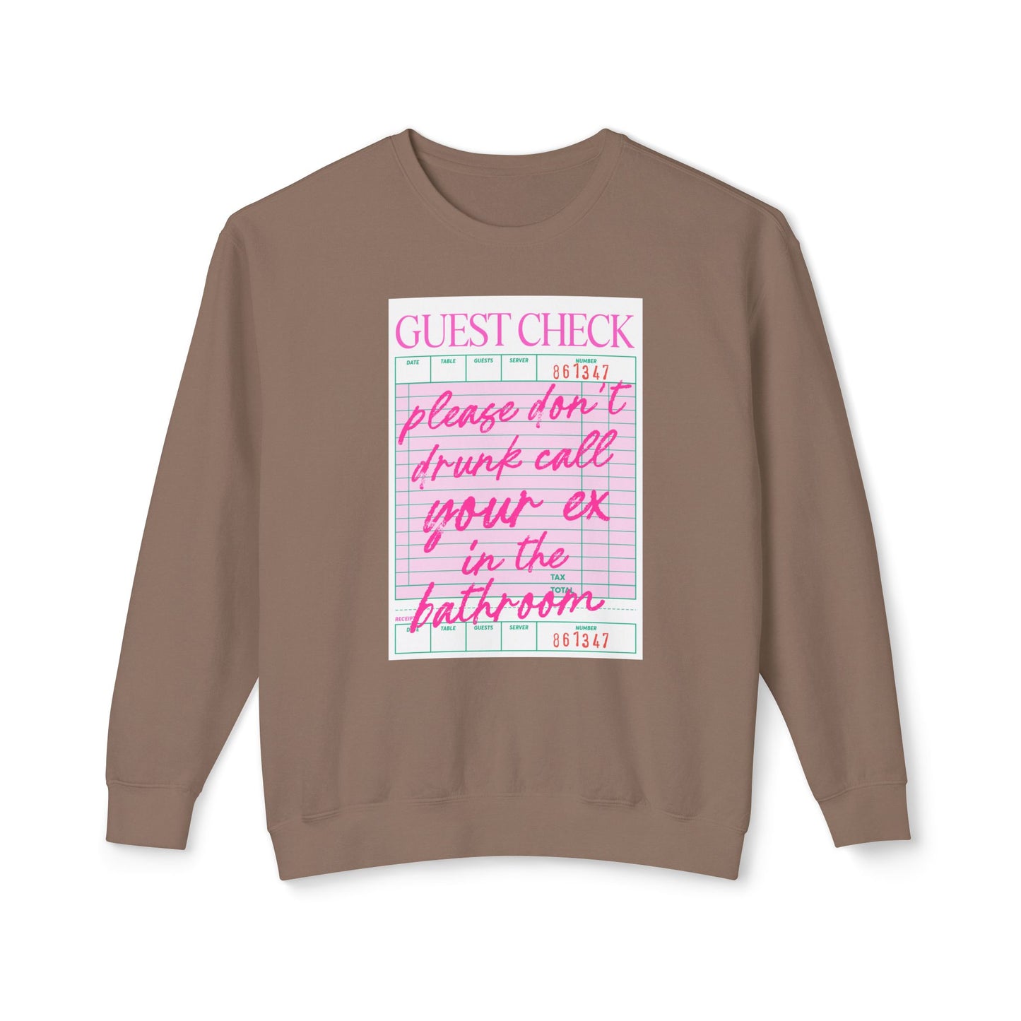 Funny Guest Check Sweatshirt, Unisex Crewneck, Lightweight Pullover, Perfect for Parties, Gift for Friends, Humor Apparel