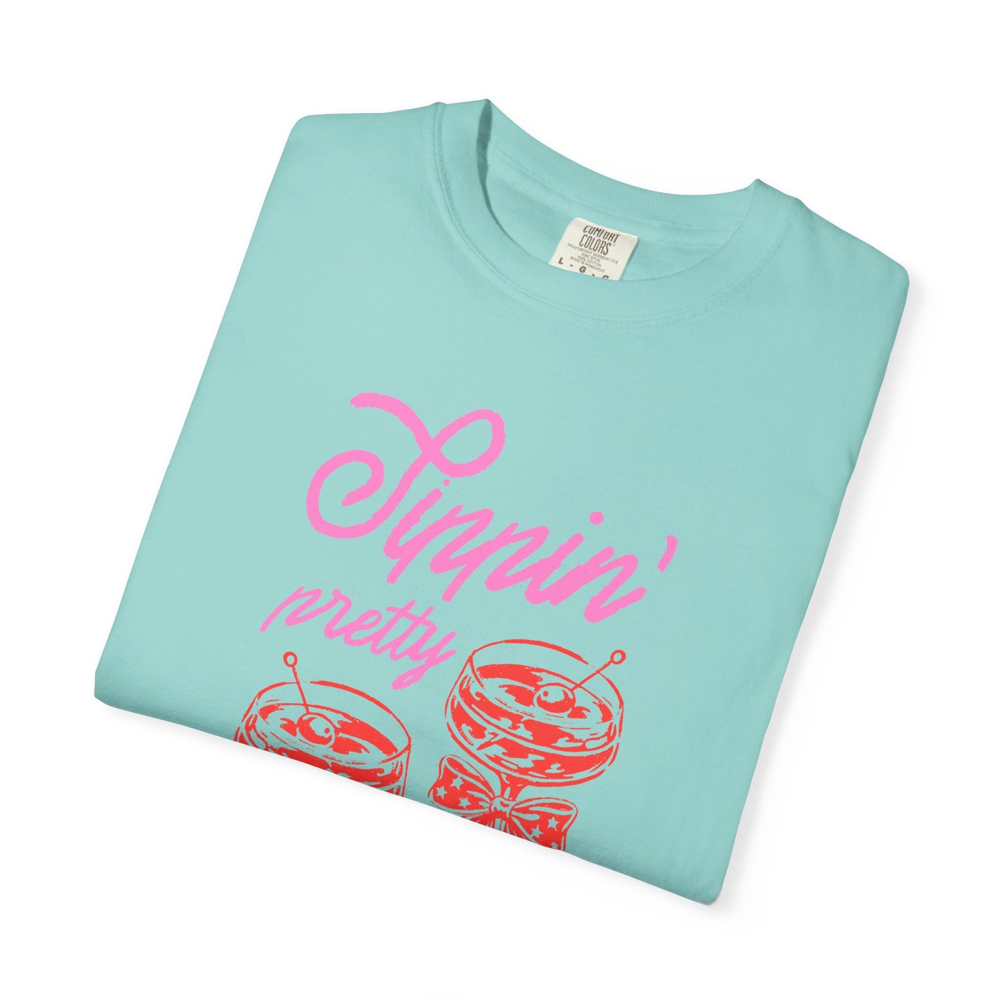 Sippin' Pretty T-Shirt, Fun Casual Wear, Summer Vibe Tee, Perfect for Parties, Gifts for Friends, Relaxed Fit Fashion