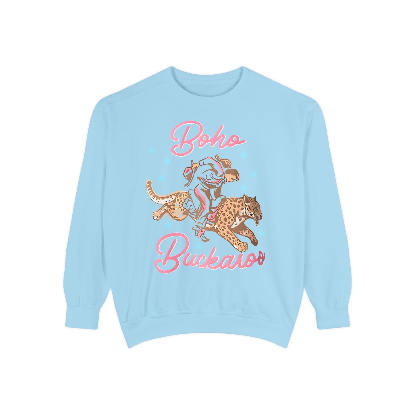 Boho Buckaroo Comfort Colors® Sweatshirt – Western Cowgirl Riding Cheetah Graphic Crewneck