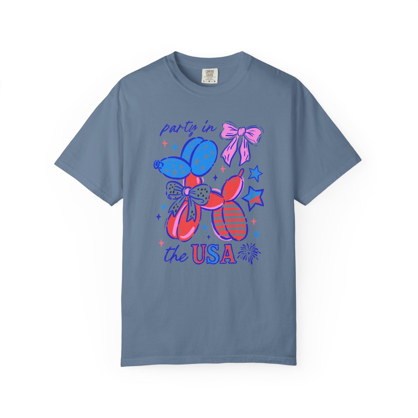 Patriotic Party T-Shirt - Unisex Garment-Dyed Tee for 4th of July, USA Independence Day, Summer Celebrations, Casual Wear, Gift Ideas