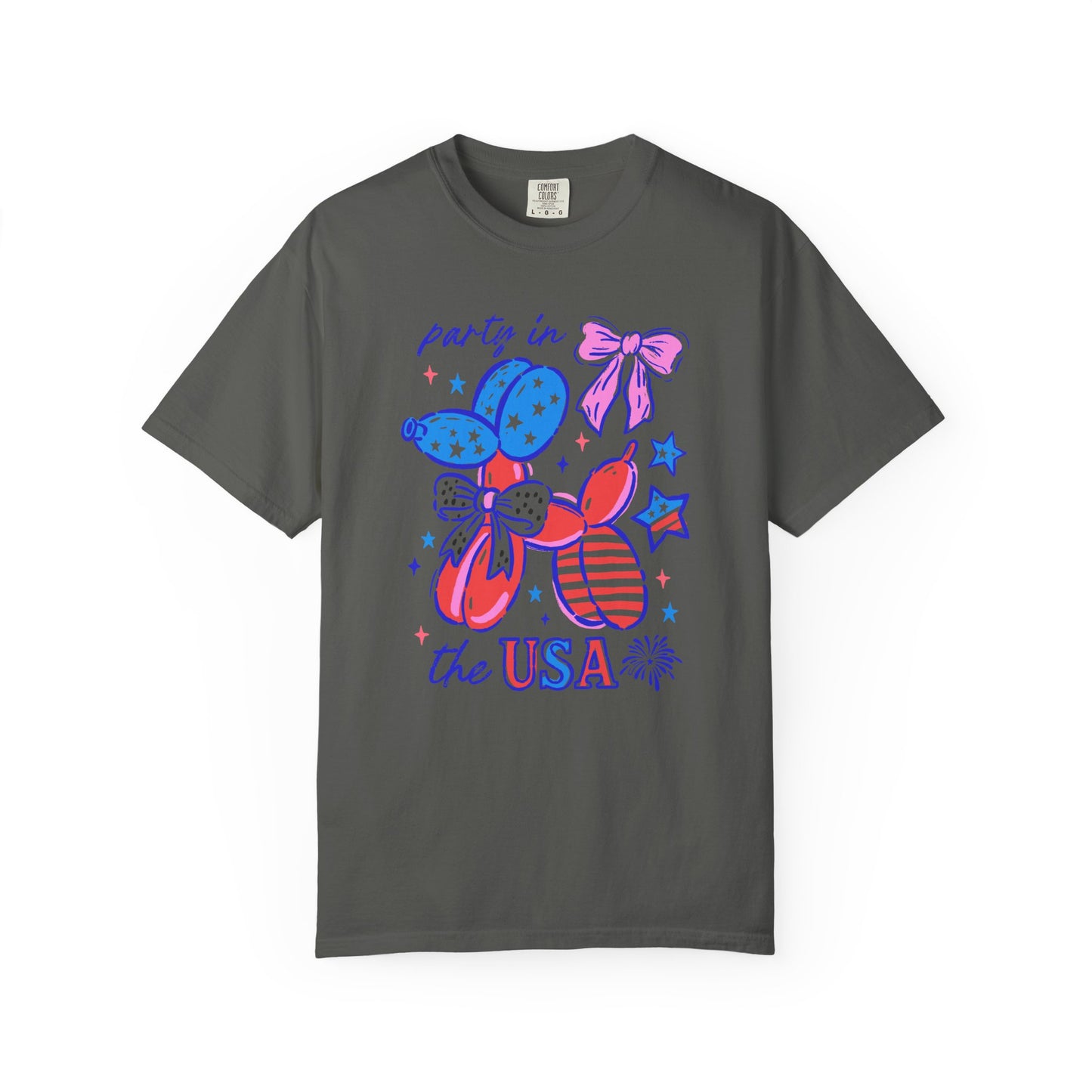 Patriotic Party T-Shirt - Unisex Garment-Dyed Tee for 4th of July, USA Independence Day, Summer Celebrations, Casual Wear, Gift Ideas