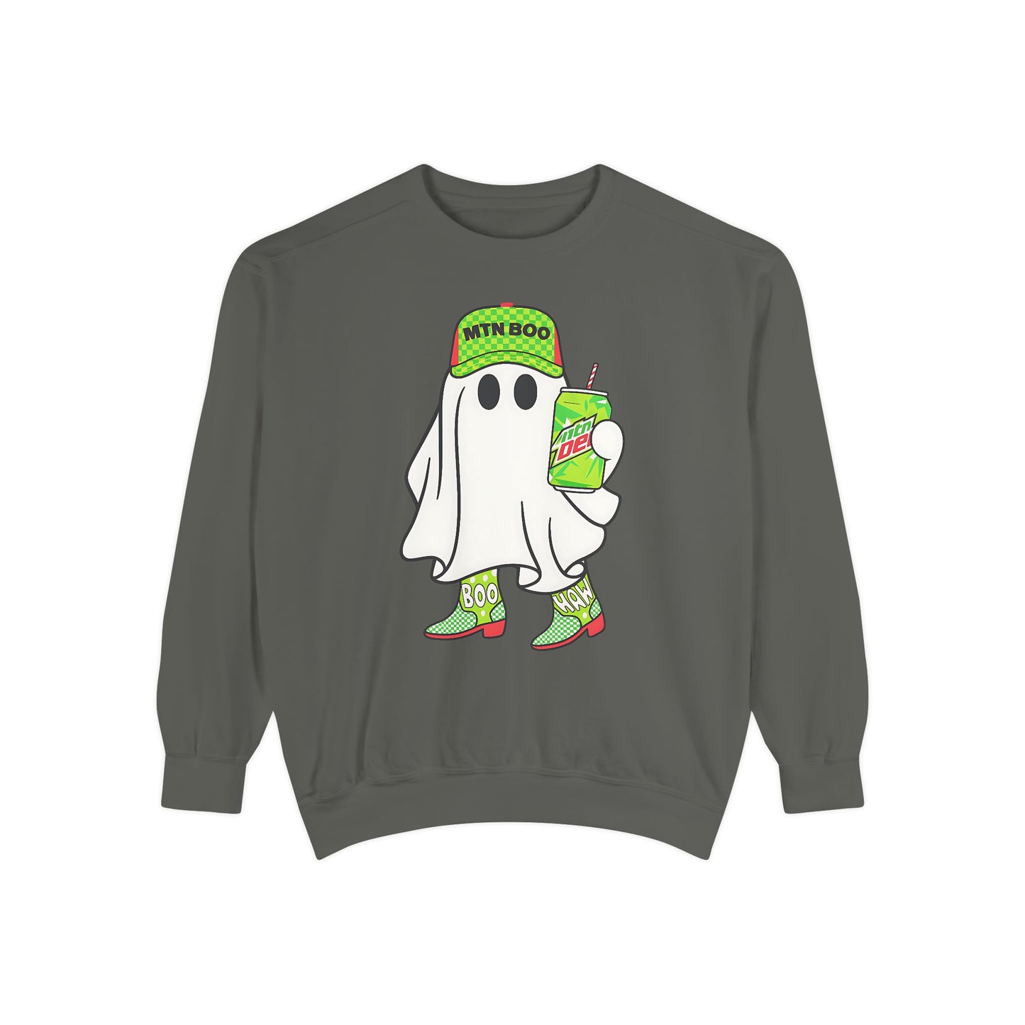 MTN BOO Comfort Colors® Sweatshirt – Mountain Dew Ghost Oversized Halloween Crewneck