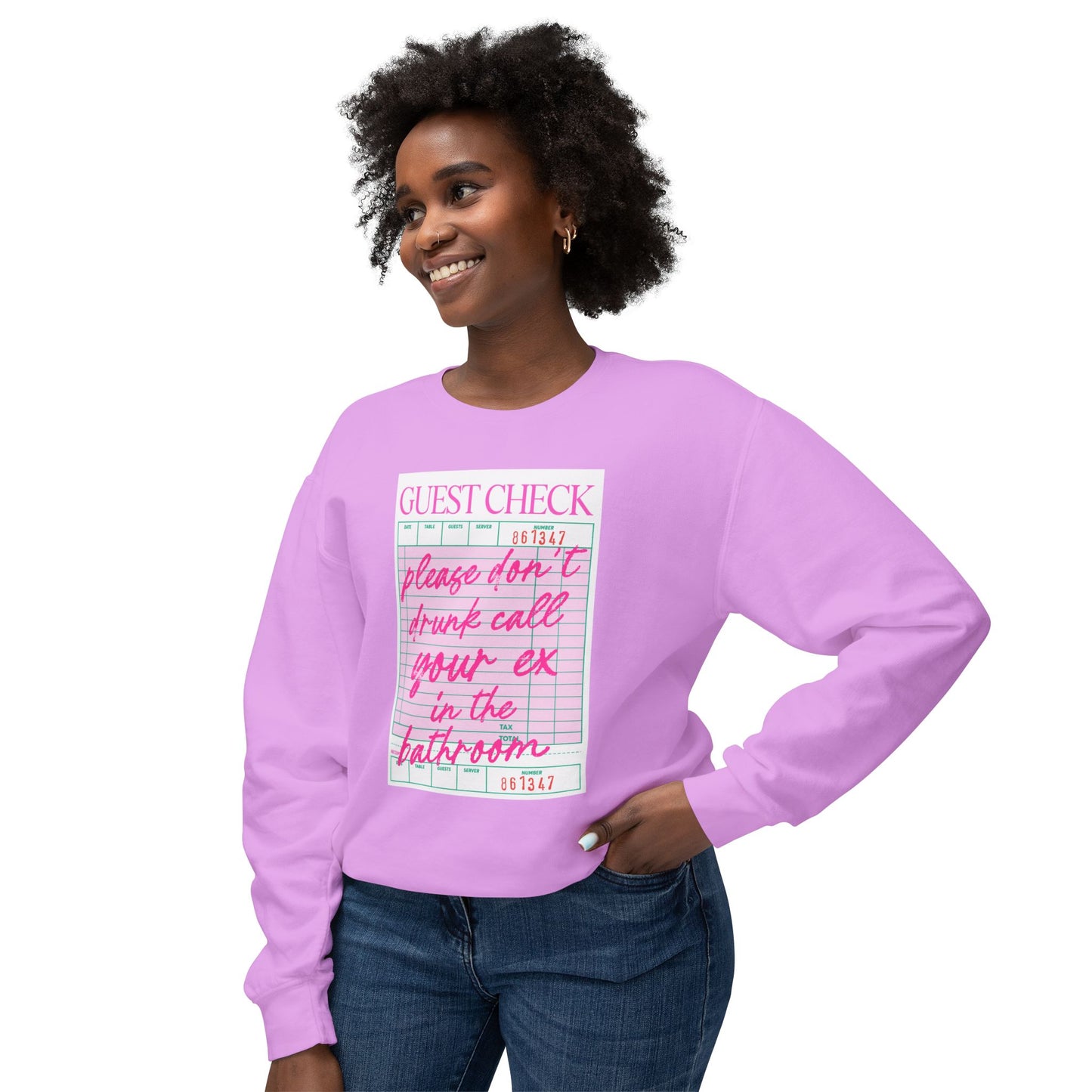 Funny Guest Check Sweatshirt, Unisex Crewneck, Lightweight Pullover, Perfect for Parties, Gift for Friends, Humor Apparel