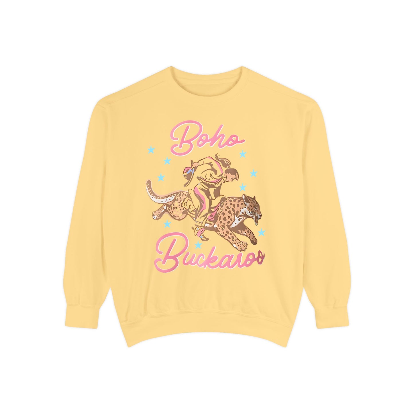 Boho Buckaroo Comfort Colors® Sweatshirt – Western Cowgirl Riding Cheetah Graphic Crewneck