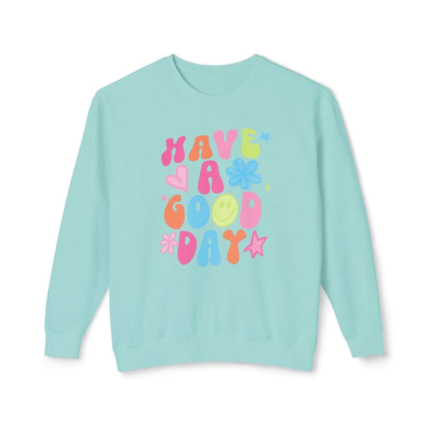 Happy Vibes Sweatshirt: Unisex Lightweight Crewneck, Casual Wear, Gift for Friends, Birthday, Everyday Comfort, Positive Message
