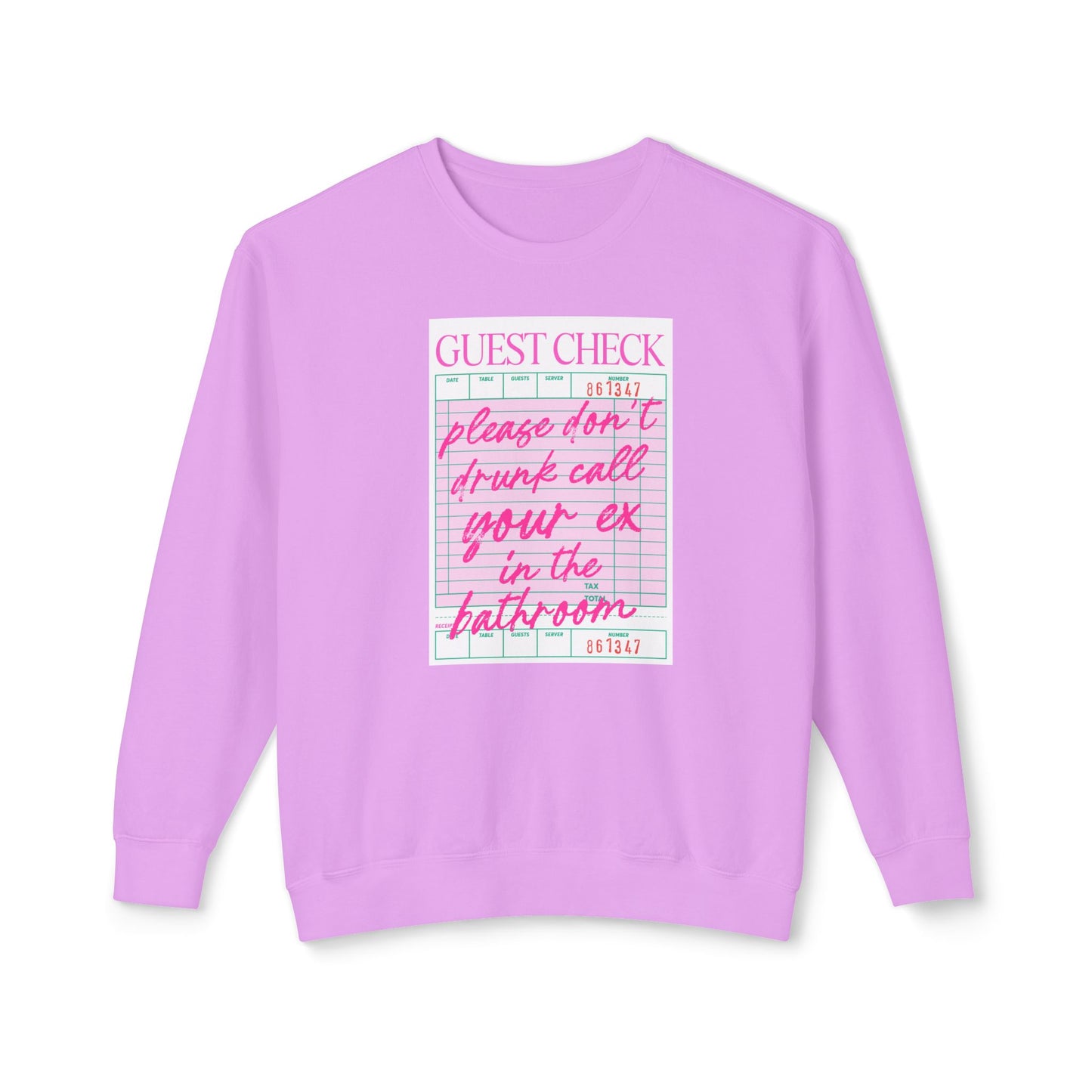 Guest Check Funny Unisex Lightweight Crewneck Sweatshirt, Comfy Casual Wear, Gift for Waitstaff, Perfect for Everyday & Work