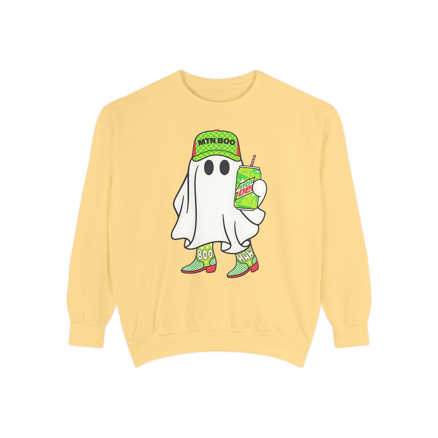 MTN BOO Comfort Colors® Sweatshirt – Mountain Dew Ghost Oversized Halloween Crewneck