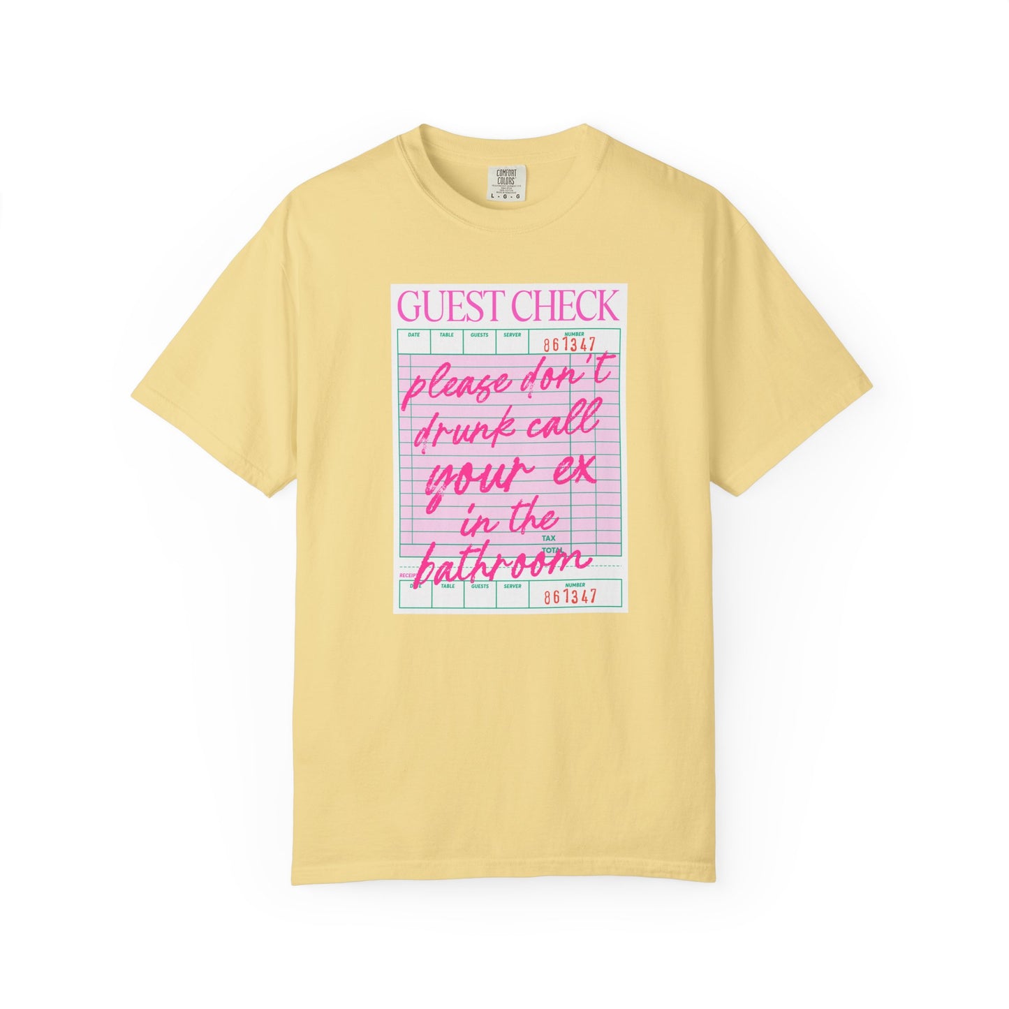 Guest Check Humor T-Shirt | Fun Gift for Friends, Quirky Graphic Tee, Casual Wear, Birthday Present, Restaurant Theme Apparel