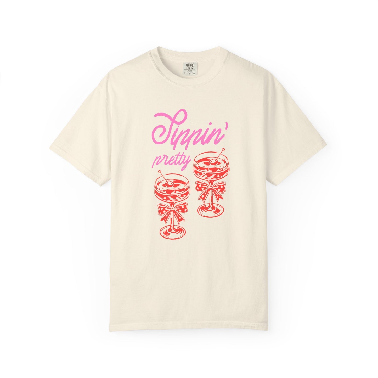 Sippin' Pretty T-Shirt, Fun Casual Wear, Summer Vibe Tee, Perfect for Parties, Gifts for Friends, Relaxed Fit Fashion