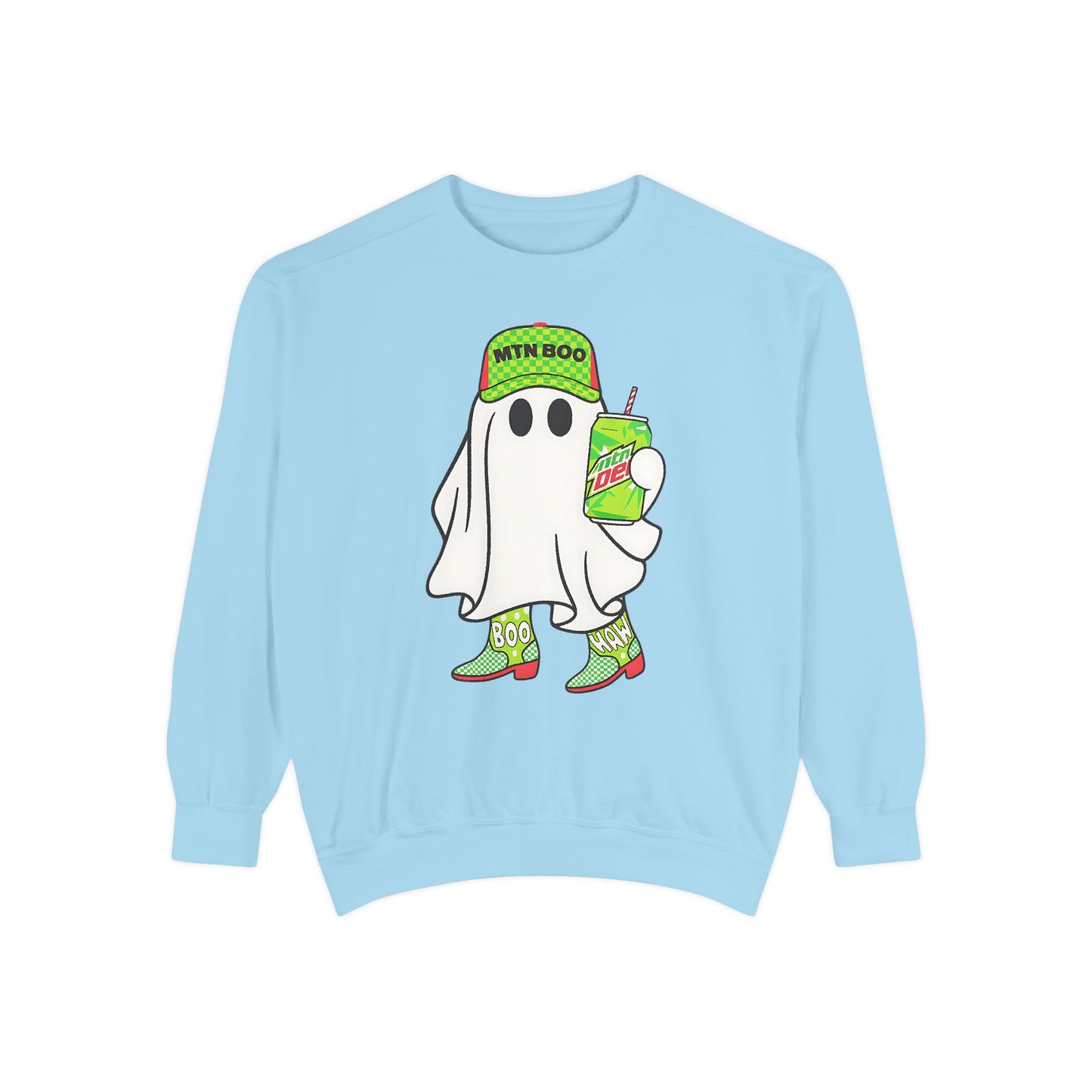 MTN BOO Comfort Colors® Sweatshirt – Mountain Dew Ghost Oversized Halloween Crewneck