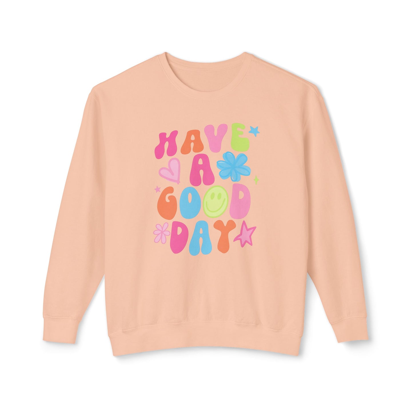 Happy Vibes Sweatshirt: Unisex Lightweight Crewneck, Casual Wear, Gift for Friends, Birthday, Everyday Comfort, Positive Message