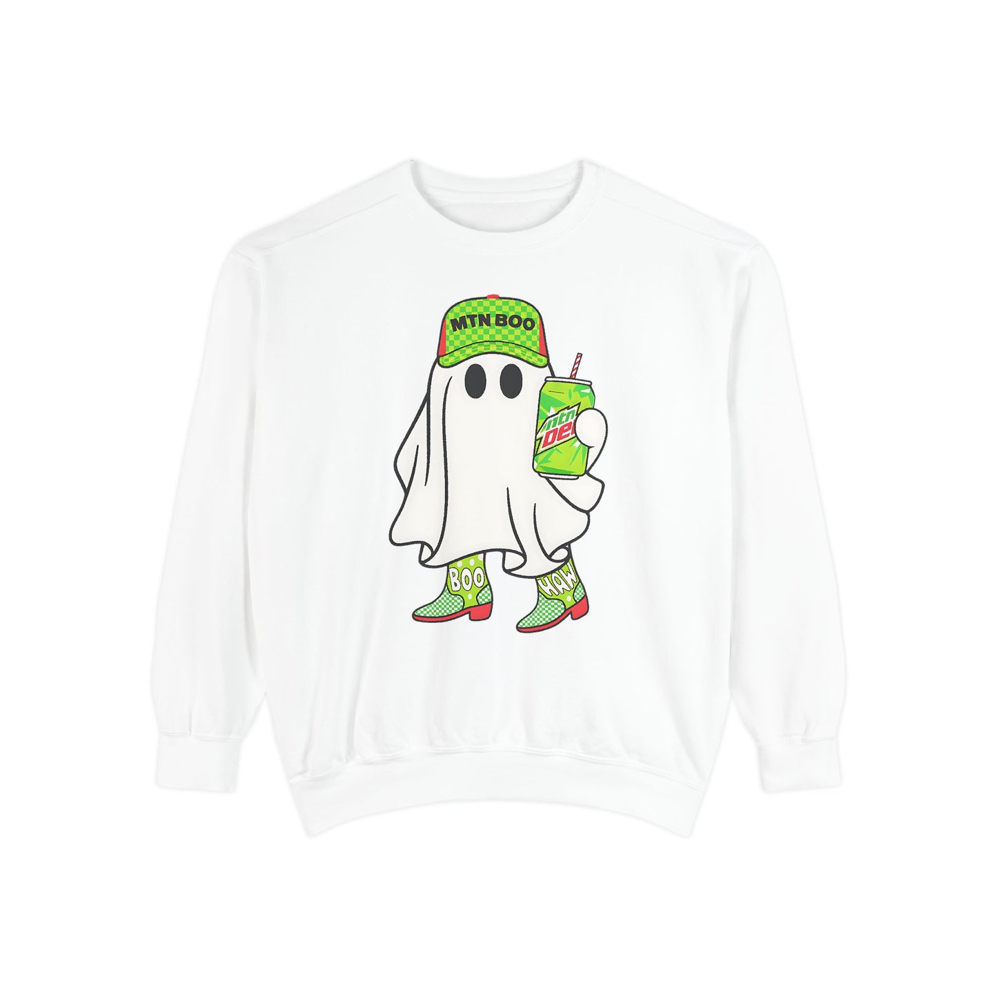 MTN BOO Comfort Colors® Sweatshirt – Mountain Dew Ghost Oversized Halloween Crewneck