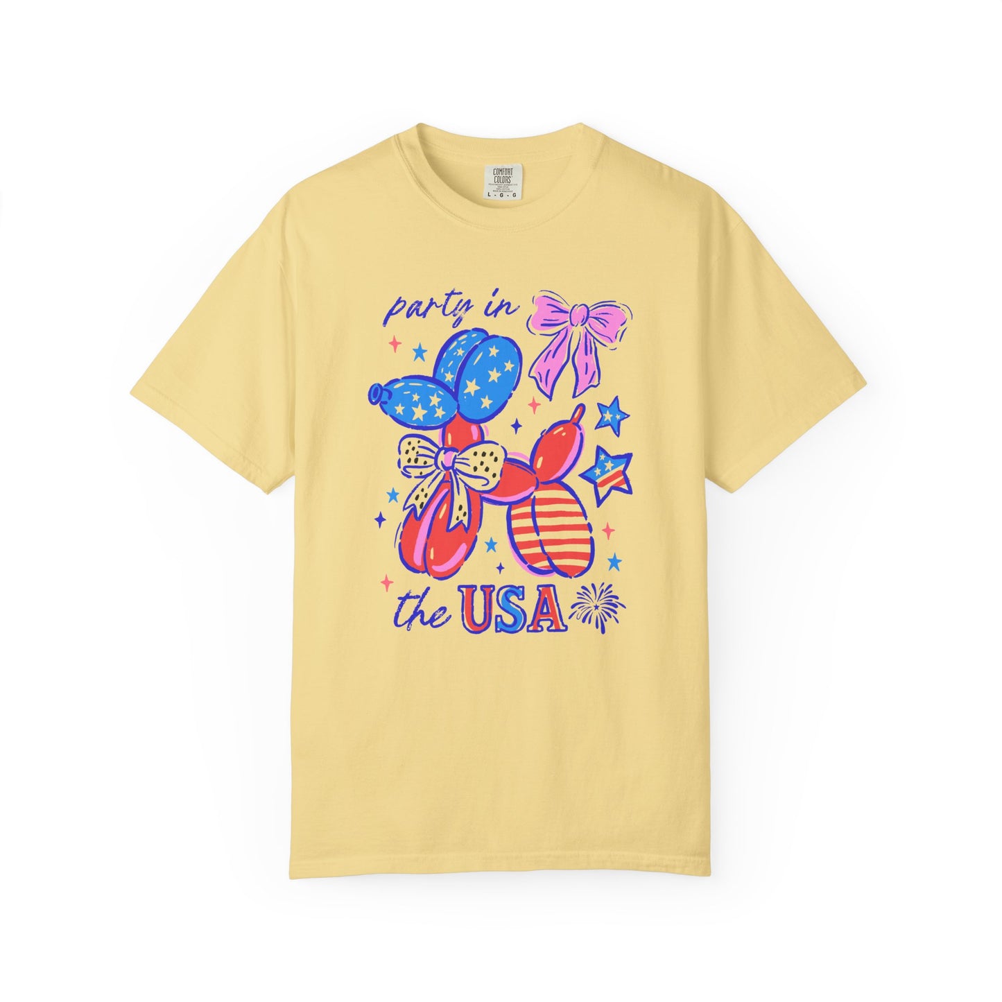 Patriotic Party T-Shirt - Unisex Garment-Dyed Tee for 4th of July, USA Independence Day, Summer Celebrations, Casual Wear, Gift Ideas