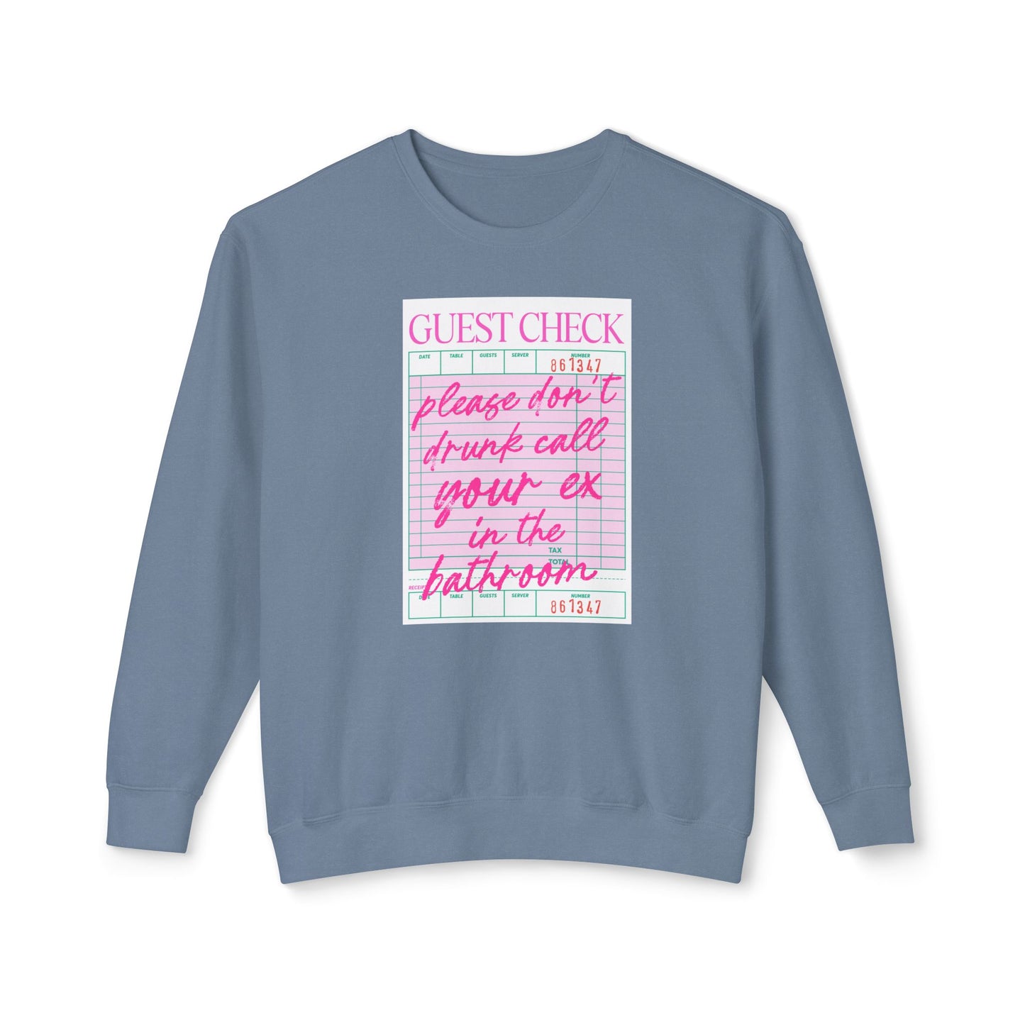 Guest Check Funny Unisex Lightweight Crewneck Sweatshirt, Comfy Casual Wear, Gift for Waitstaff, Perfect for Everyday & Work