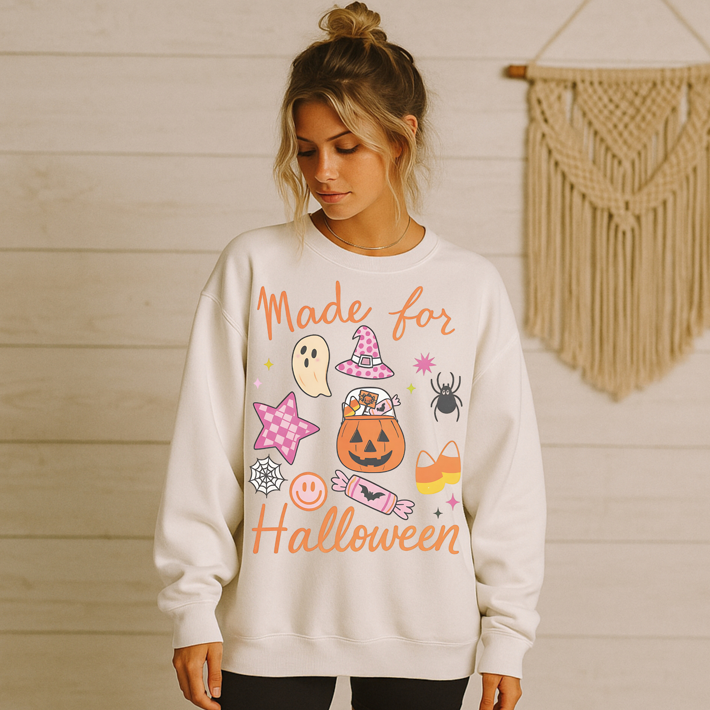 Made For Halloween Comfort Colors® Ivory Sweatshirt – Cute Fall Graphic Crewneck