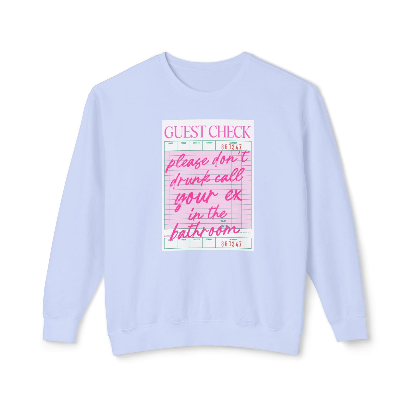 Guest Check Funny Unisex Lightweight Crewneck Sweatshirt, Comfy Casual Wear, Gift for Waitstaff, Perfect for Everyday & Work