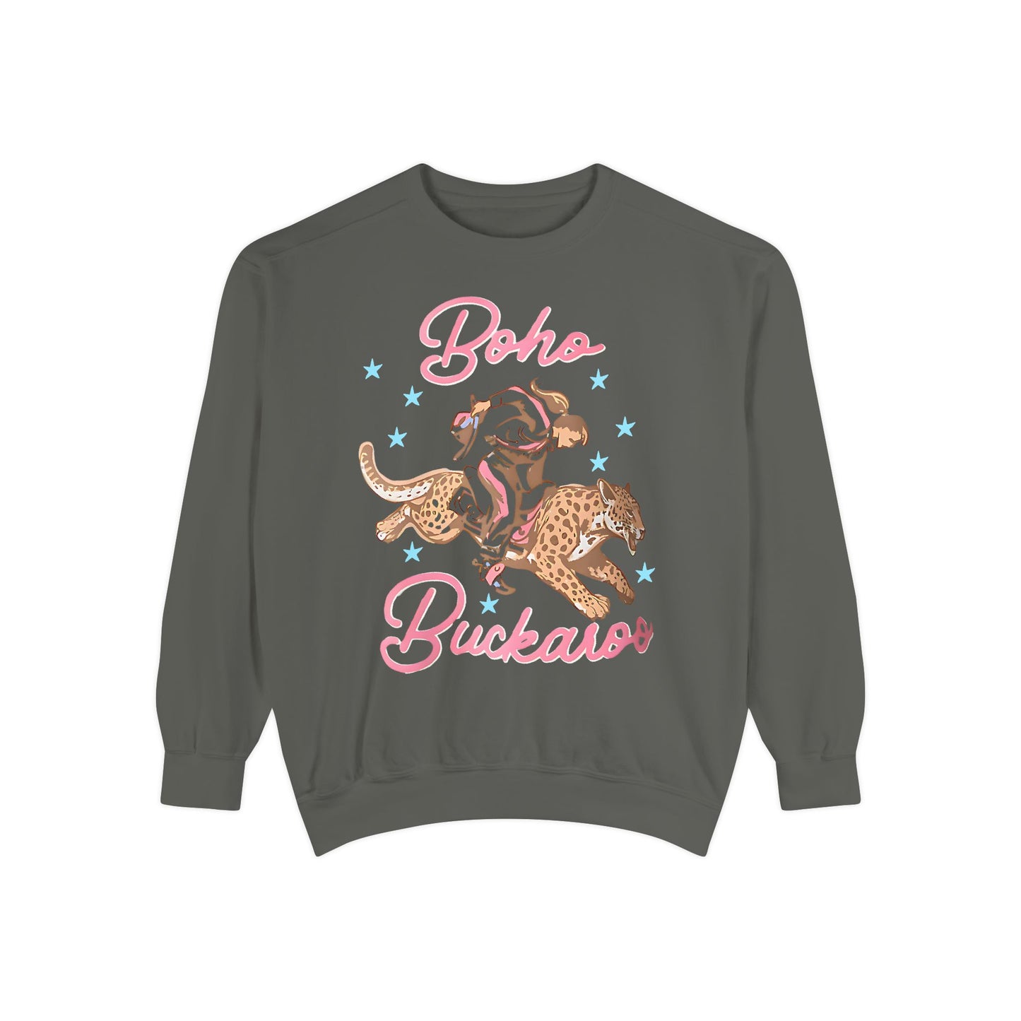 Boho Buckaroo Comfort Colors® Sweatshirt – Western Cowgirl Riding Cheetah Graphic Crewneck
