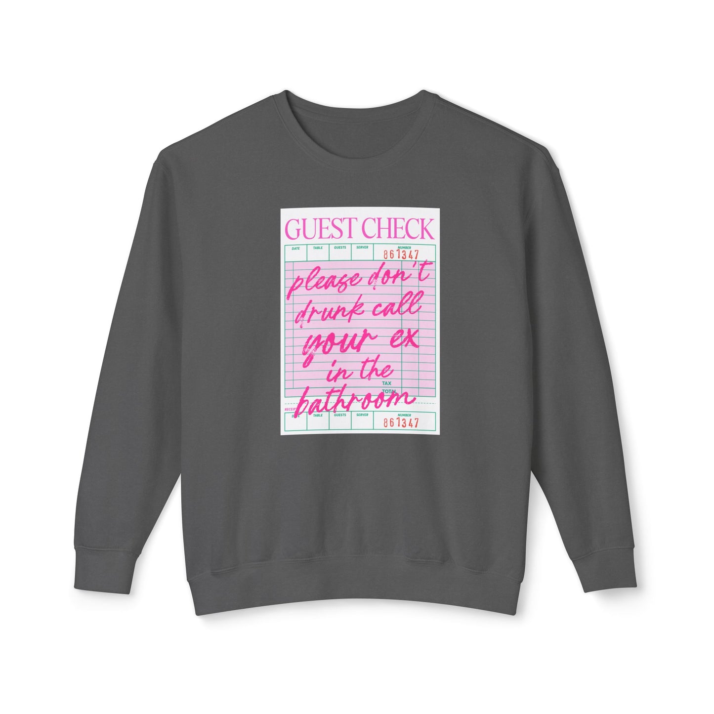 Guest Check Funny Unisex Lightweight Crewneck Sweatshirt, Comfy Casual Wear, Gift for Waitstaff, Perfect for Everyday & Work
