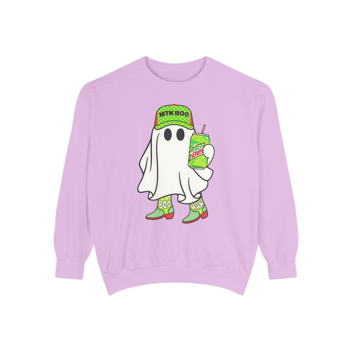 MTN BOO Comfort Colors® Sweatshirt – Mountain Dew Ghost Oversized Halloween Crewneck