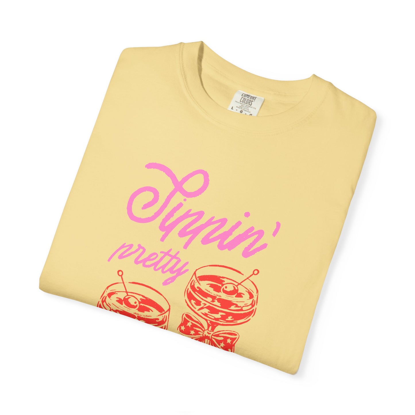 Sippin' Pretty T-Shirt, Fun Casual Wear, Summer Vibe Tee, Perfect for Parties, Gifts for Friends, Relaxed Fit Fashion