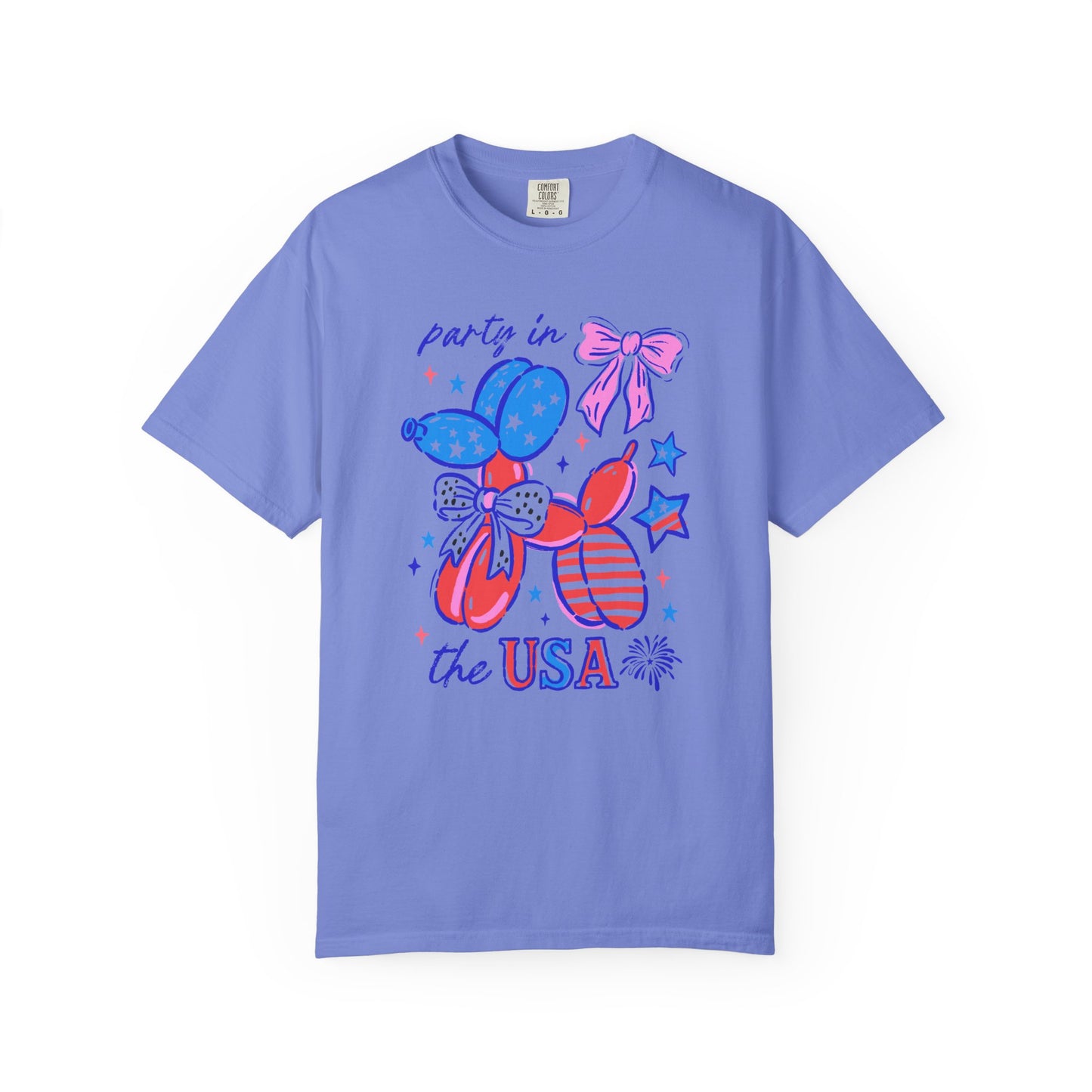 Patriotic Party T-Shirt - Unisex Garment-Dyed Tee for 4th of July, USA Independence Day, Summer Celebrations, Casual Wear, Gift Ideas