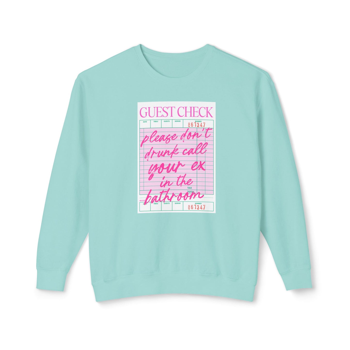 Guest Check Funny Unisex Lightweight Crewneck Sweatshirt, Comfy Casual Wear, Gift for Waitstaff, Perfect for Everyday & Work