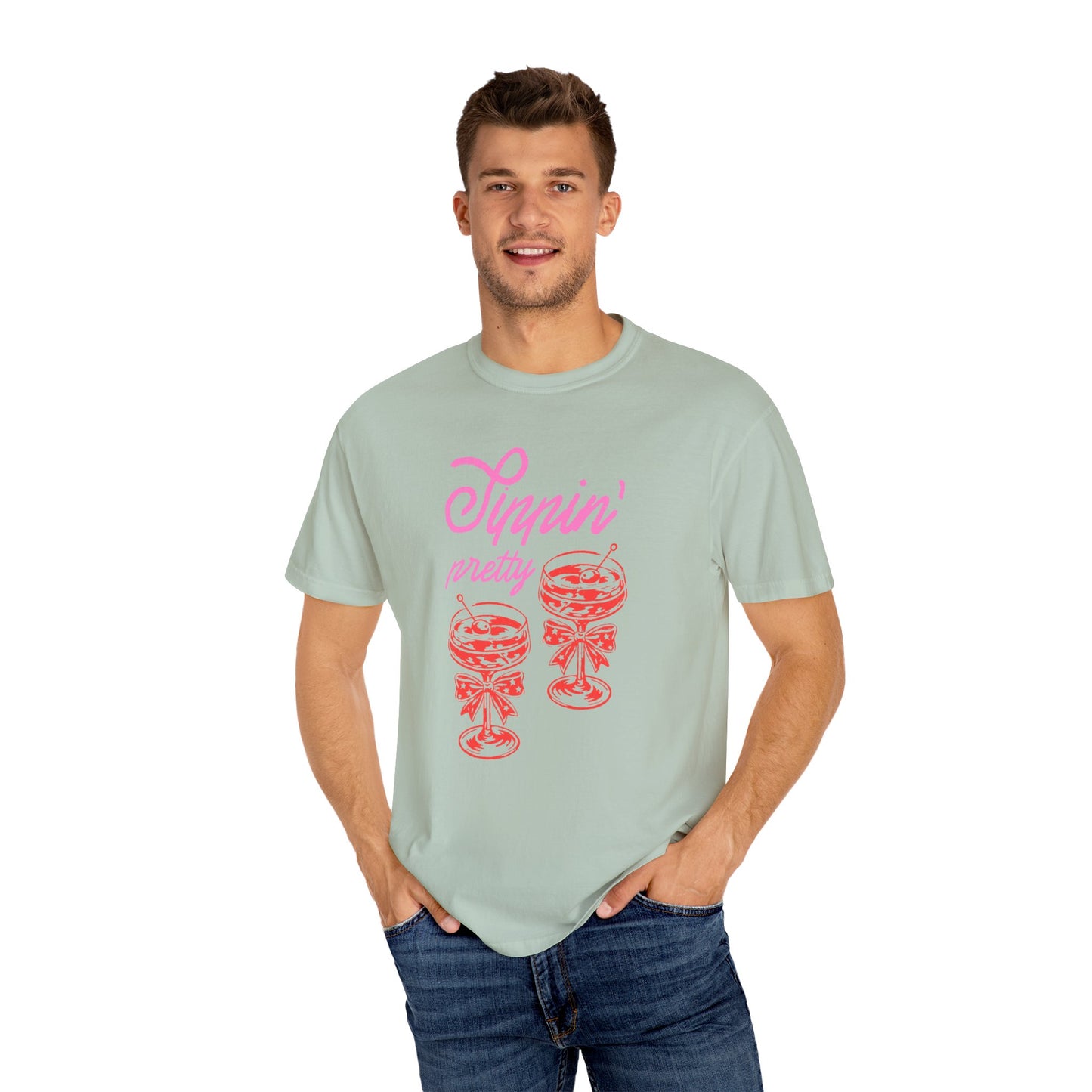Sippin' Pretty T-Shirt, Fun Casual Wear, Summer Vibe Tee, Perfect for Parties, Gifts for Friends, Relaxed Fit Fashion