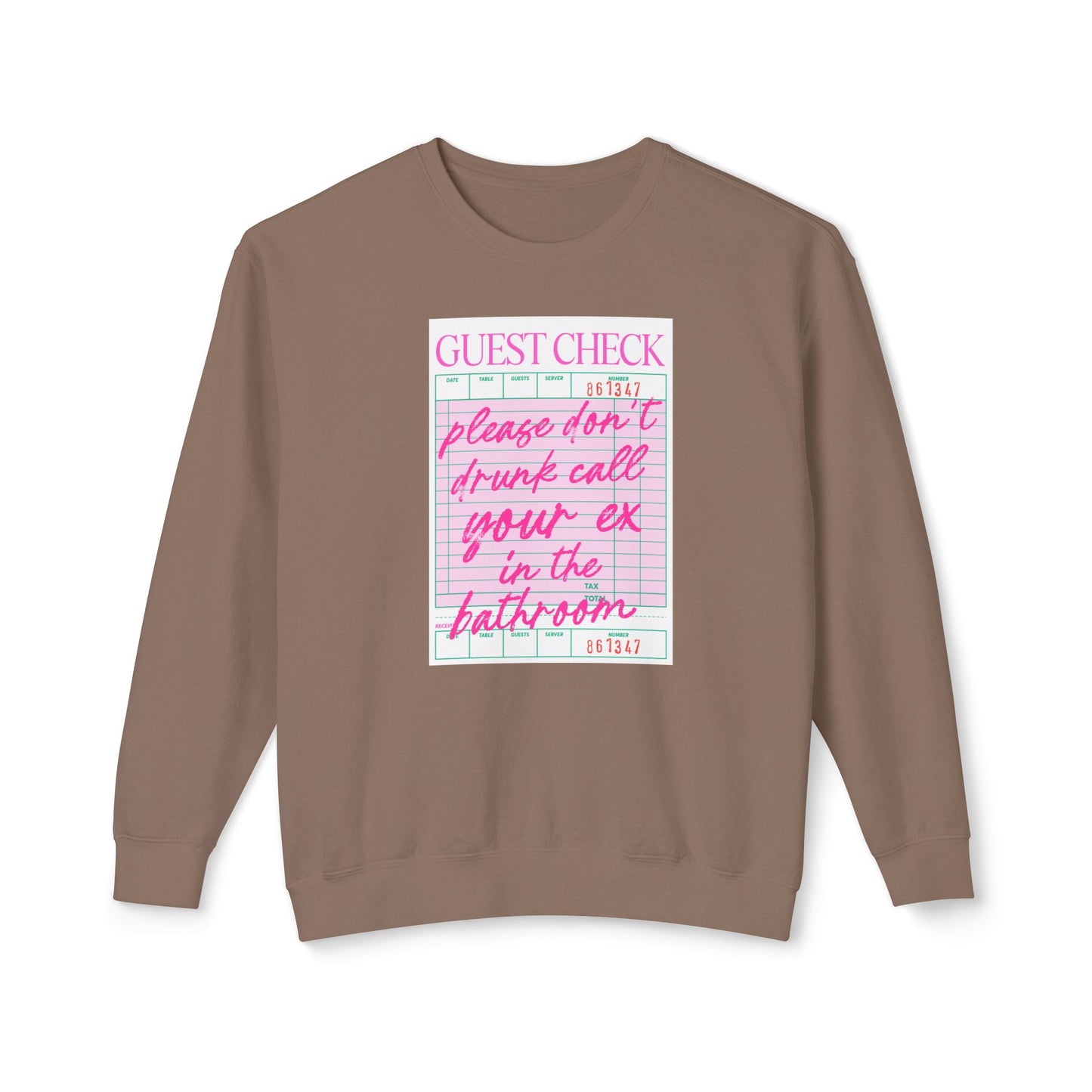 Guest Check Funny Unisex Lightweight Crewneck Sweatshirt, Comfy Casual Wear, Gift for Waitstaff, Perfect for Everyday & Work