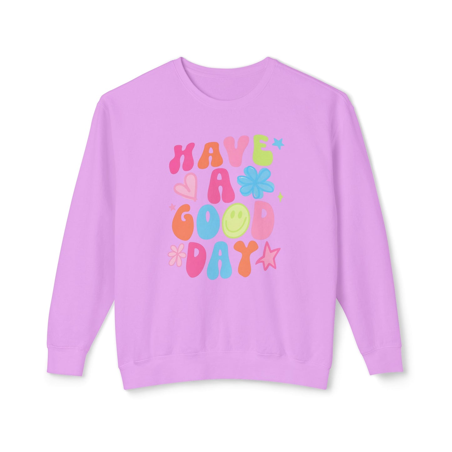 Happy Vibes Sweatshirt: Unisex Lightweight Crewneck, Casual Wear, Gift for Friends, Birthday, Everyday Comfort, Positive Message