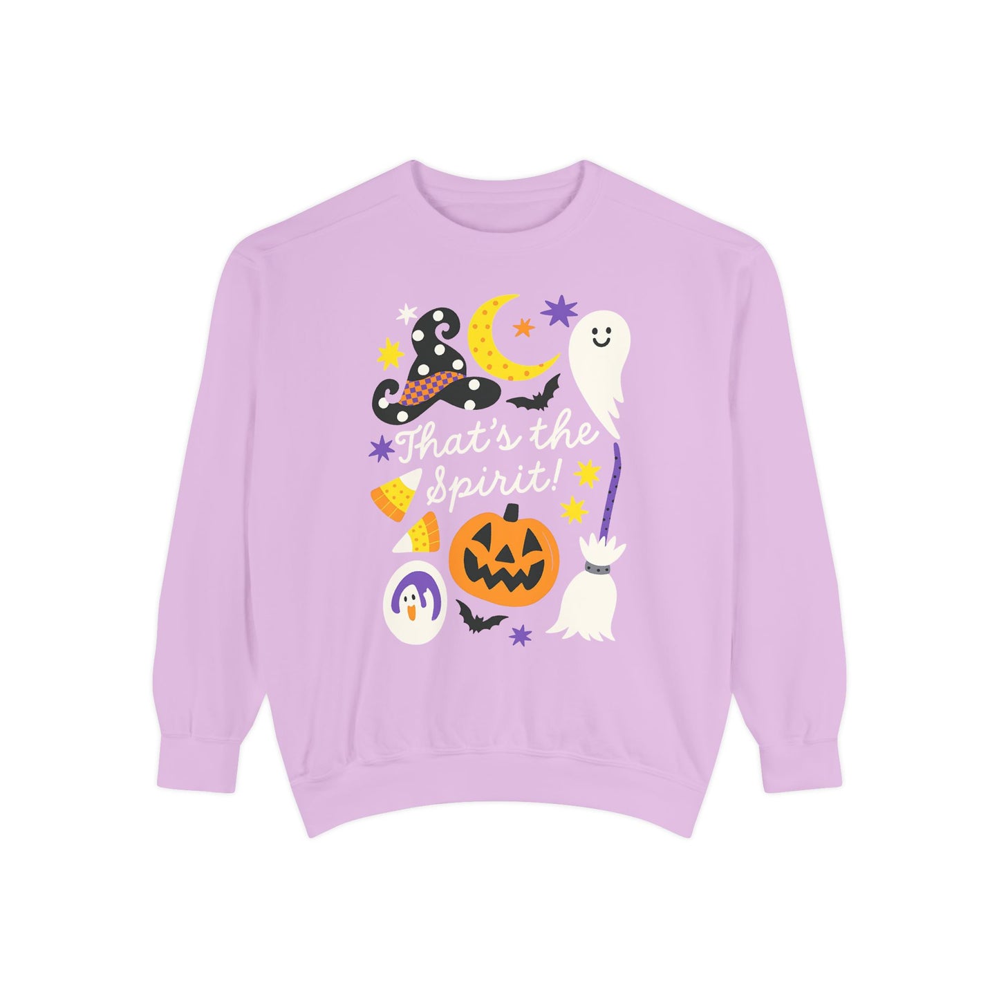That’s the Spirit! Comfort Colors® Sweatshirt – Pastel Halloween Ghost & Pumpkin Oversized Crewneck