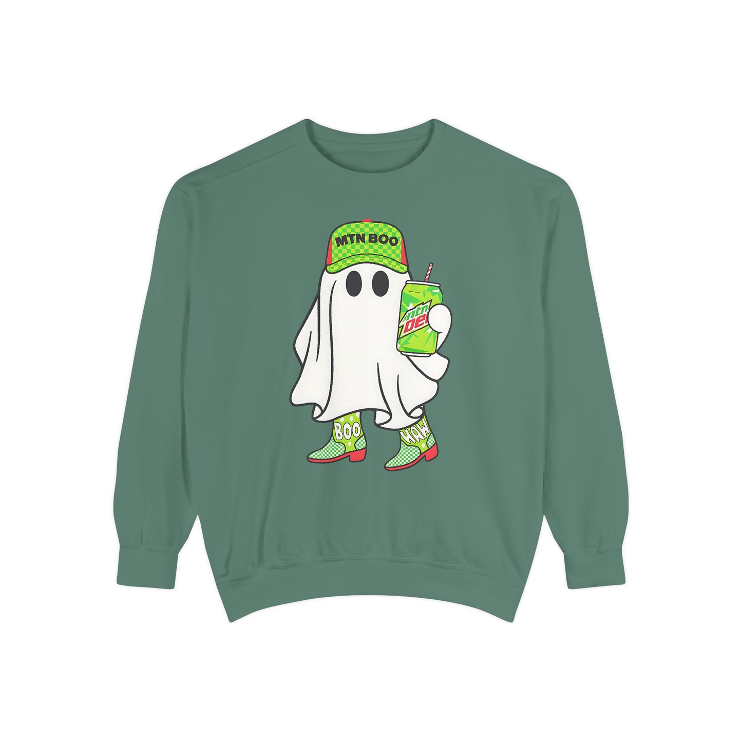 MTN BOO Comfort Colors® Sweatshirt – Mountain Dew Ghost Oversized Halloween Crewneck