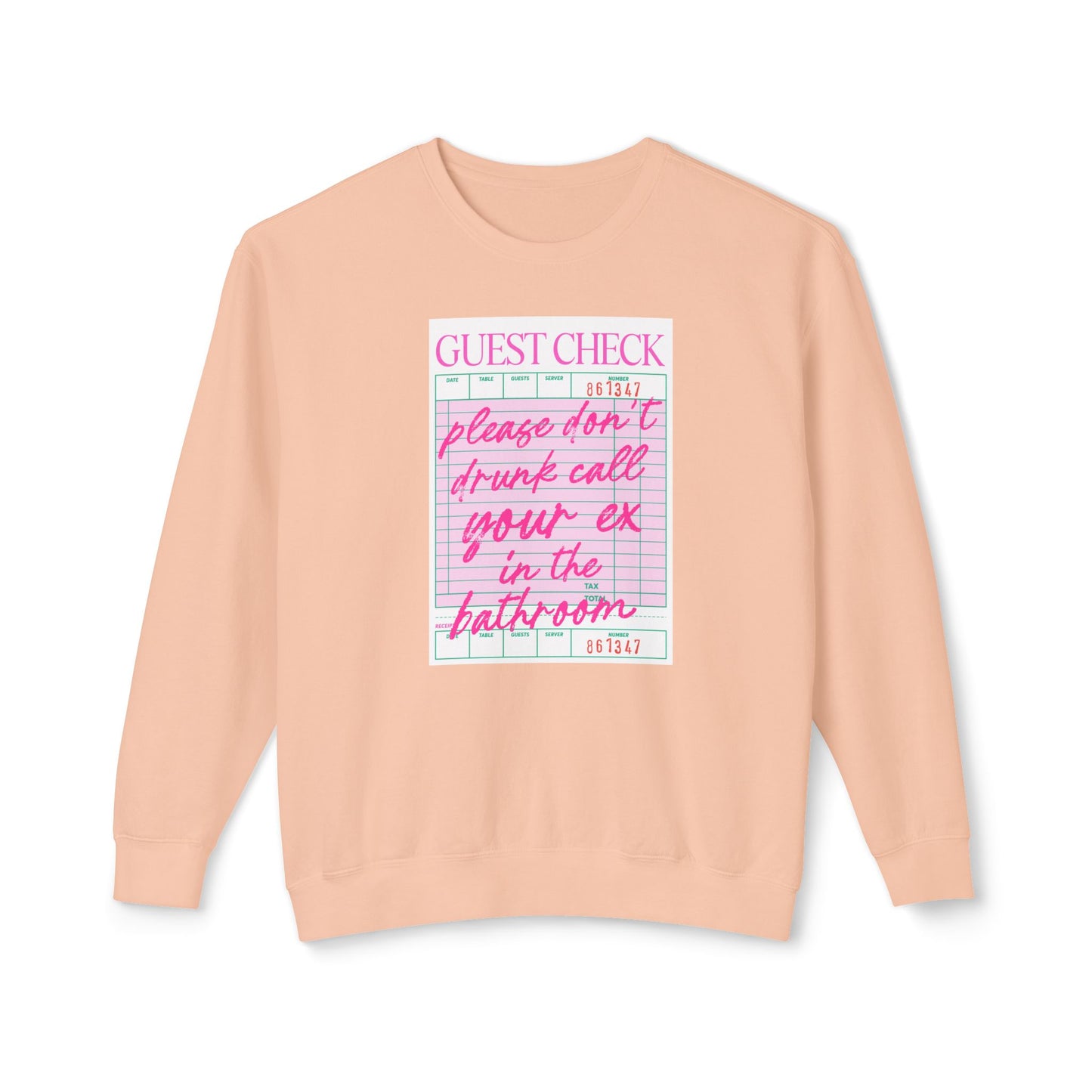 Guest Check Funny Unisex Lightweight Crewneck Sweatshirt, Comfy Casual Wear, Gift for Waitstaff, Perfect for Everyday & Work