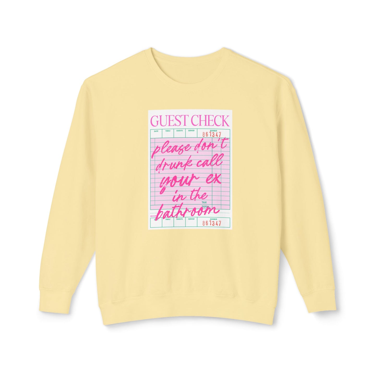 Guest Check Funny Unisex Lightweight Crewneck Sweatshirt, Comfy Casual Wear, Gift for Waitstaff, Perfect for Everyday & Work