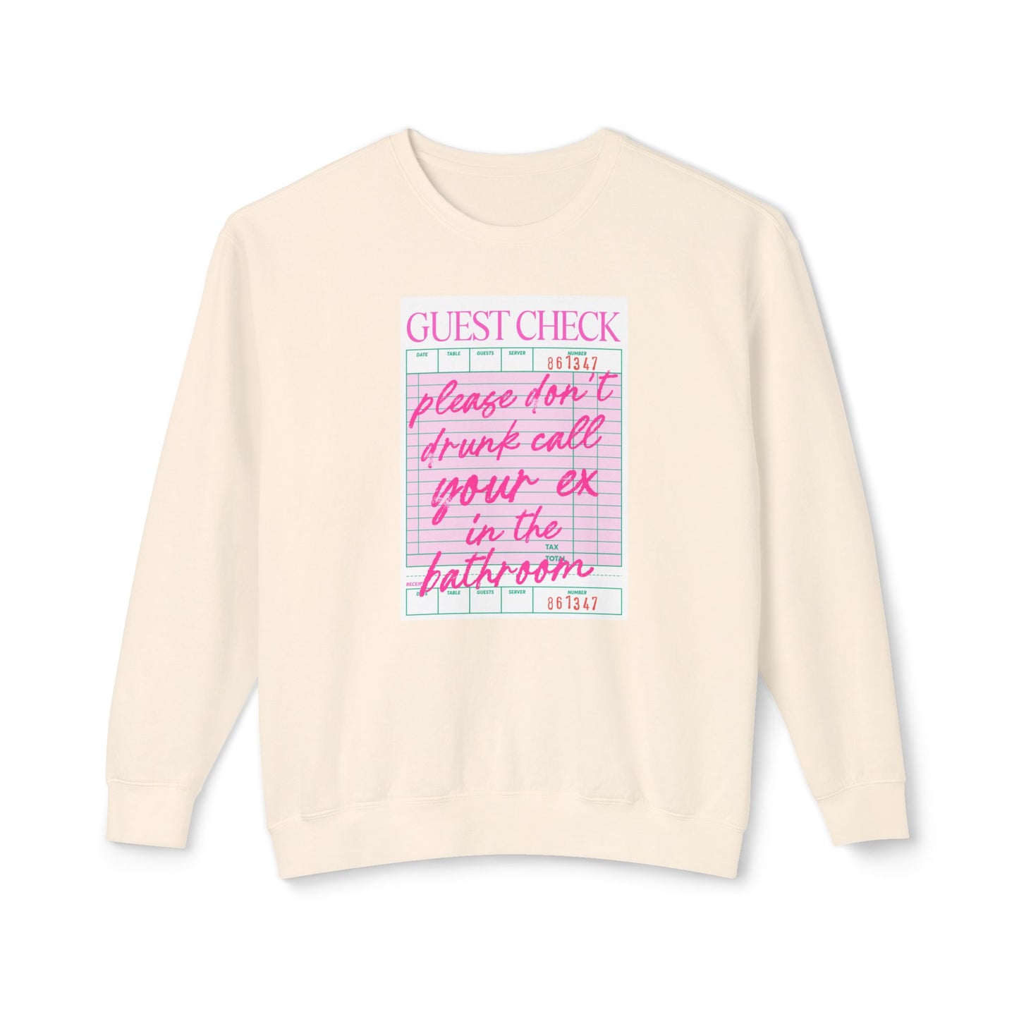 Guest Check Funny Unisex Lightweight Crewneck Sweatshirt, Comfy Casual Wear, Gift for Waitstaff, Perfect for Everyday & Work