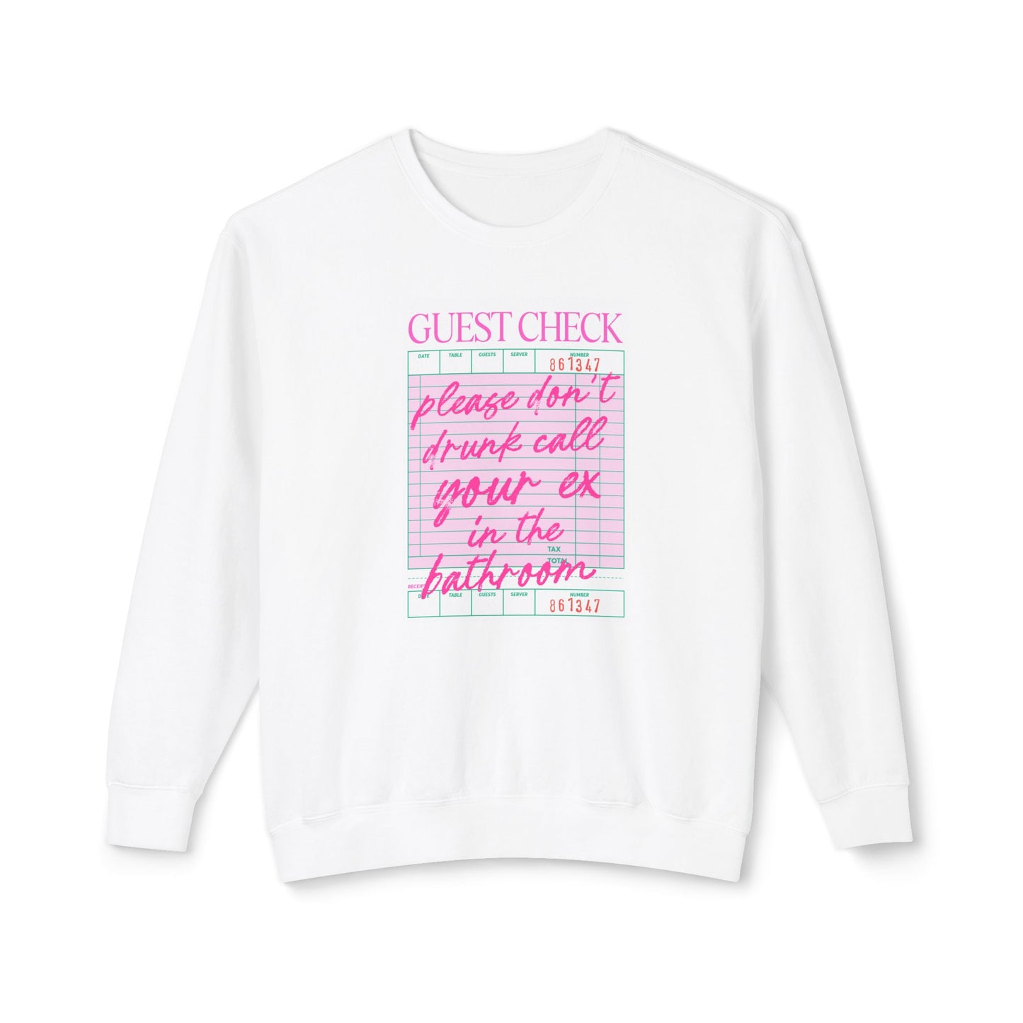 Guest Check Funny Unisex Lightweight Crewneck Sweatshirt, Comfy Casual Wear, Gift for Waitstaff, Perfect for Everyday & Work