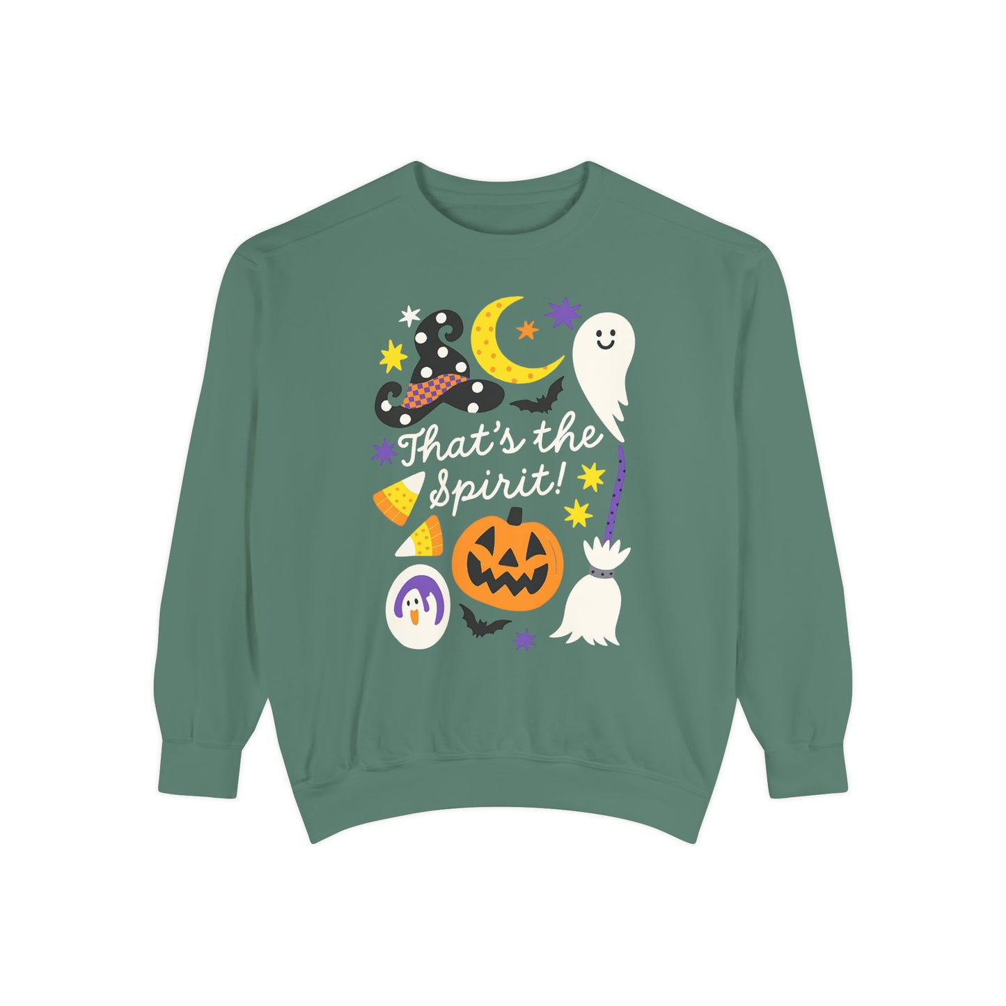 That’s the Spirit! Comfort Colors® Sweatshirt – Pastel Halloween Ghost & Pumpkin Oversized Crewneck