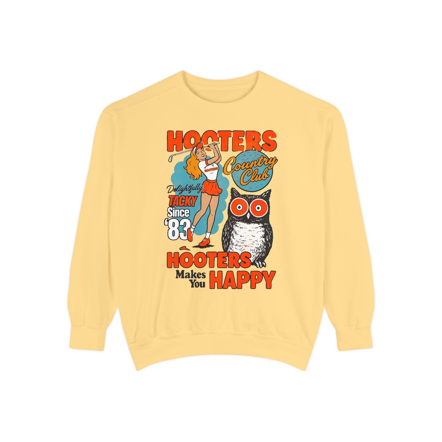 Hooters Country Club Comfort Colors® Sweatshirt – Retro Golf Graphic Crewneck