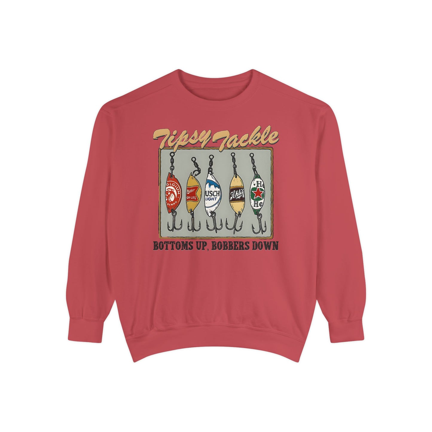 Tipsy Tackle Fishing Beer Sweatshirt – Comfort Colors® Graphic Crewneck for Lake Days & Anglers