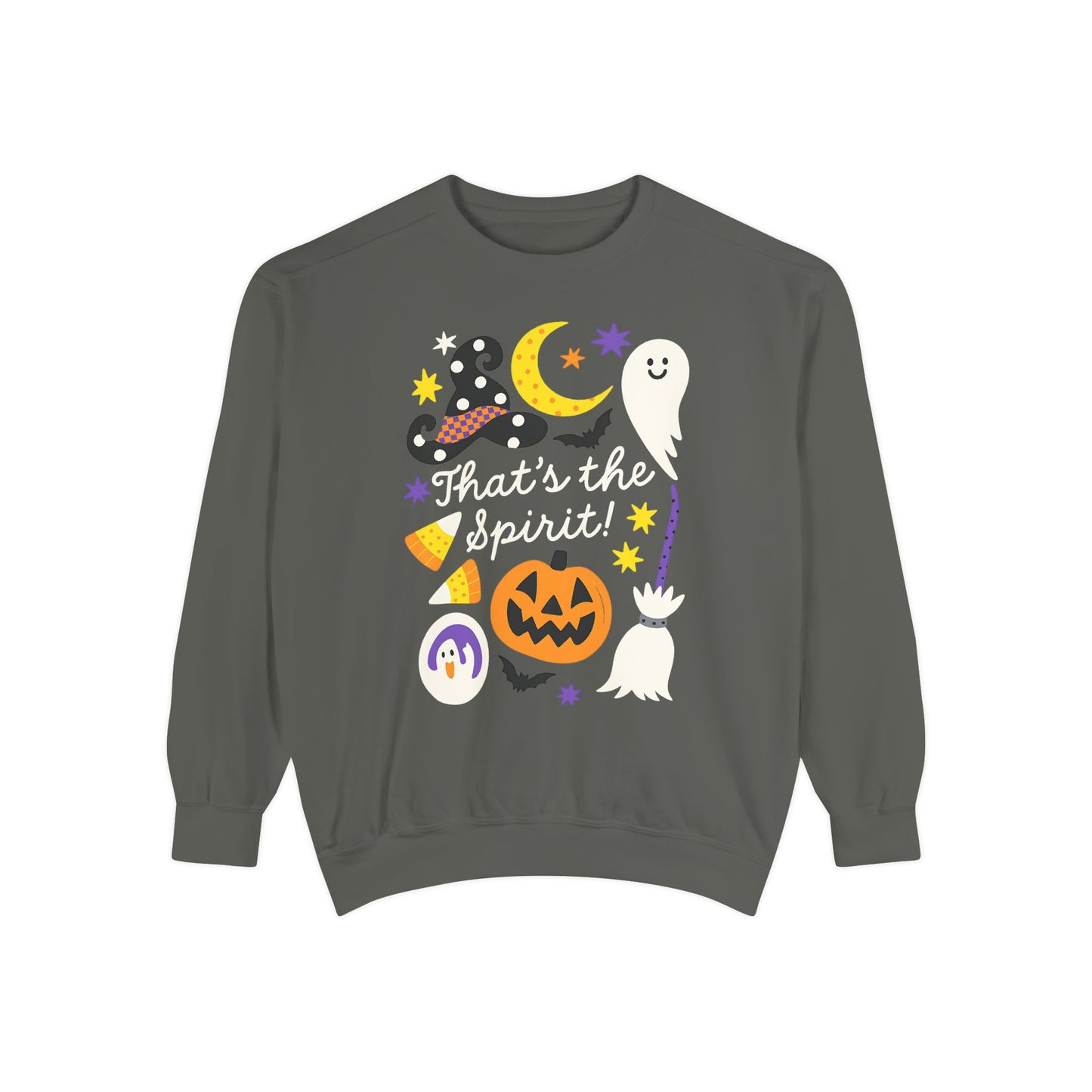 That’s the Spirit! Comfort Colors® Sweatshirt – Pastel Halloween Ghost & Pumpkin Oversized Crewneck