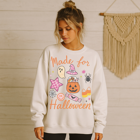 Made For Halloween Comfort Colors® Ivory Sweatshirt – Cute Fall Graphic Crewneck