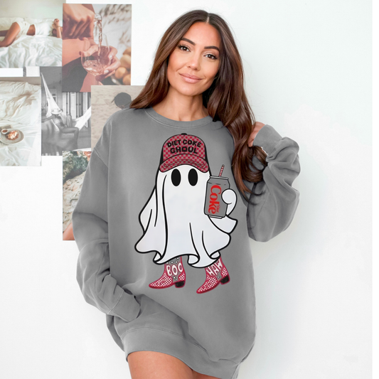 Diet Coke Ghoul Comfort Colors® Halloween Sweatshirt – Spooky Cute Ghost Crewneck