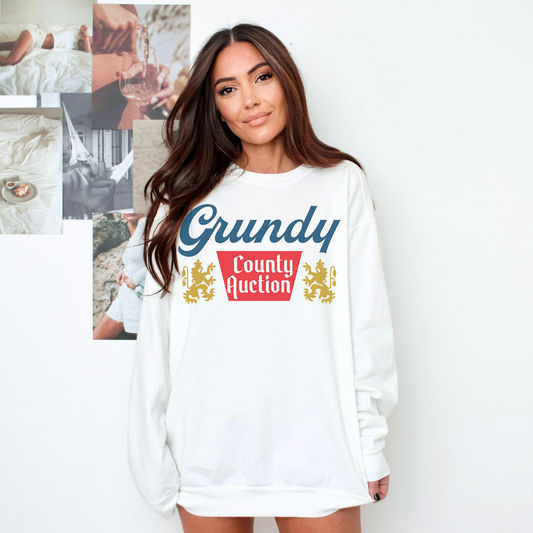 Grundy County Auction Comfort Colors® Sweatshirt – Retro Country Music Graphic Crewneck