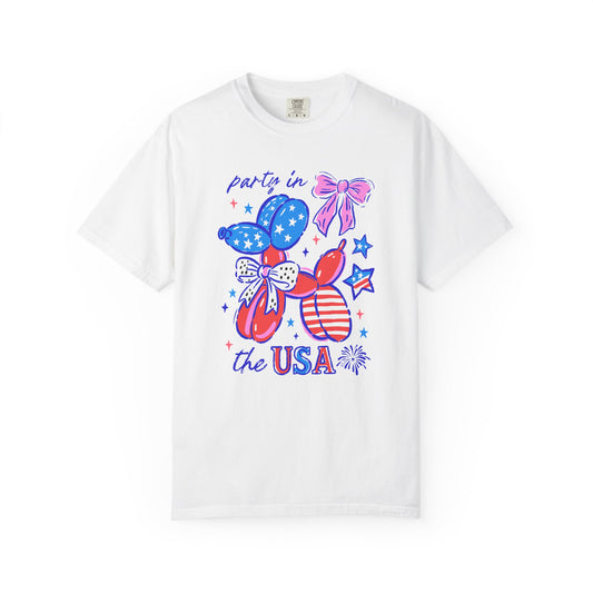 Patriotic Party T-Shirt - Unisex Garment-Dyed Tee for 4th of July, USA Independence Day, Summer Celebrations, Casual Wear, Gift Ideas