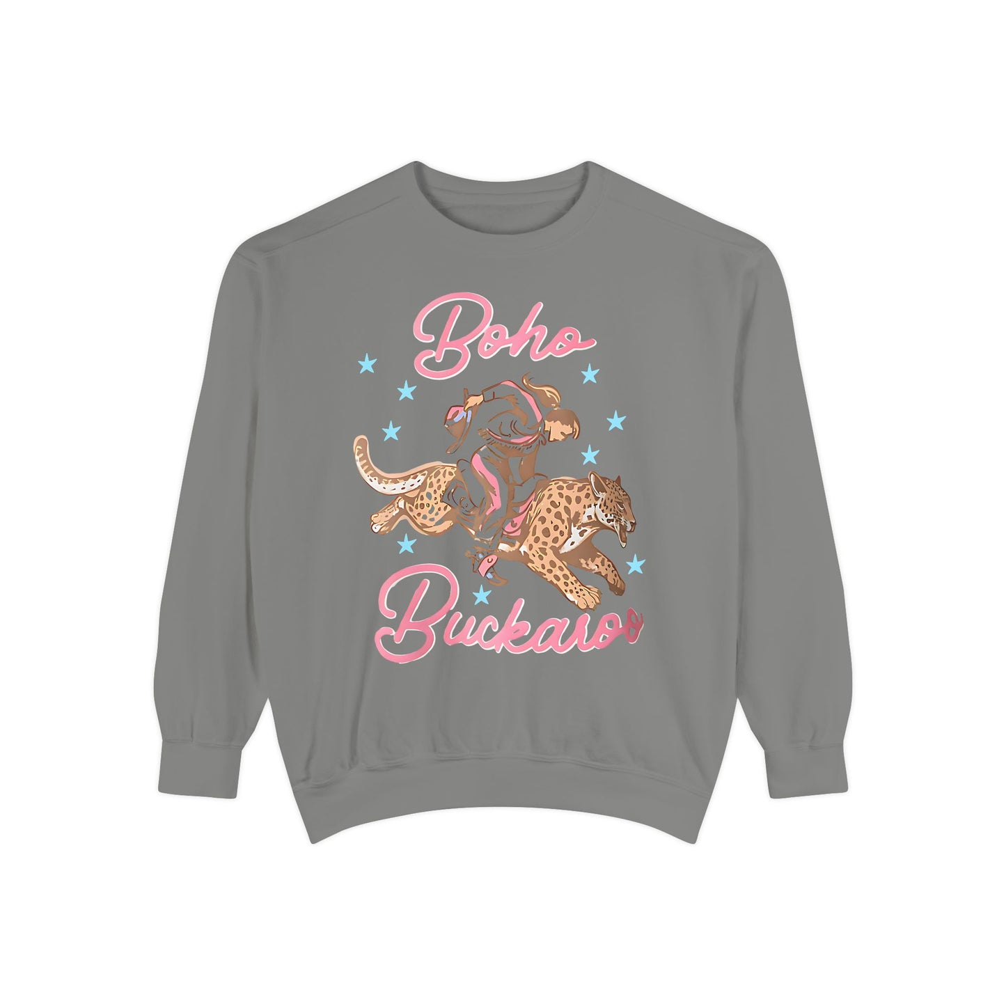 Boho Buckaroo Comfort Colors® Sweatshirt – Western Cowgirl Riding Cheetah Graphic Crewneck