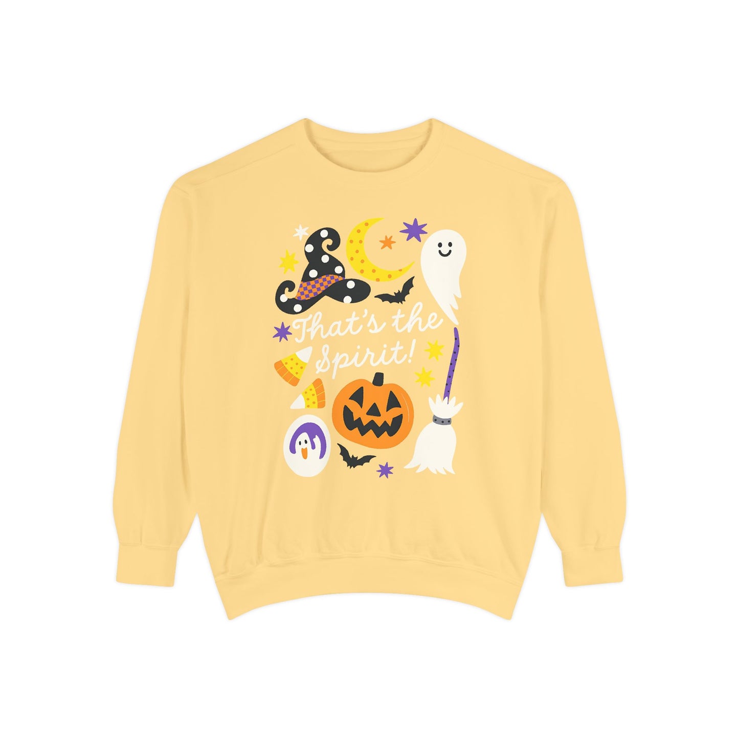 That’s the Spirit! Comfort Colors® Sweatshirt – Pastel Halloween Ghost & Pumpkin Oversized Crewneck