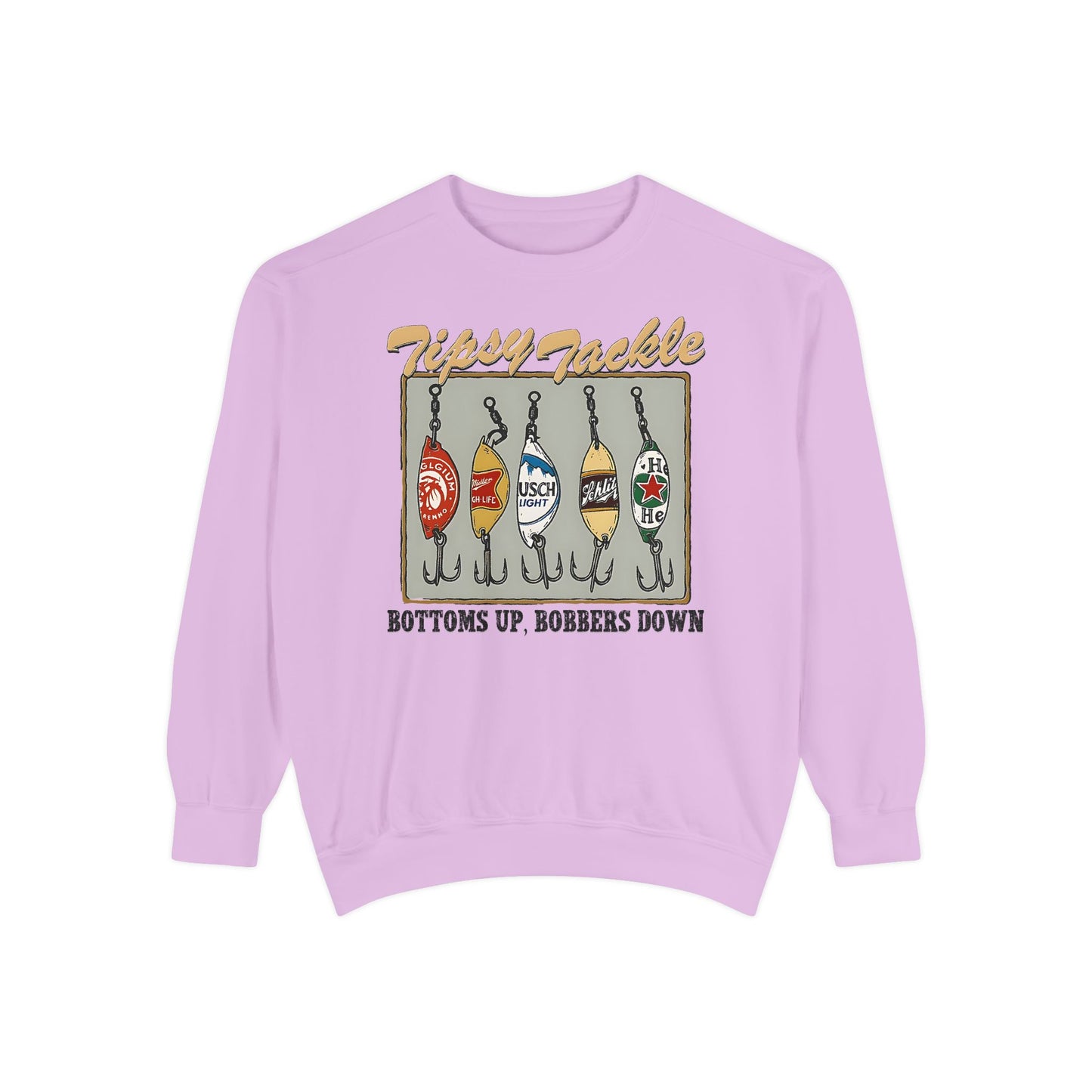 Tipsy Tackle Fishing Beer Sweatshirt – Comfort Colors® Graphic Crewneck for Lake Days & Anglers