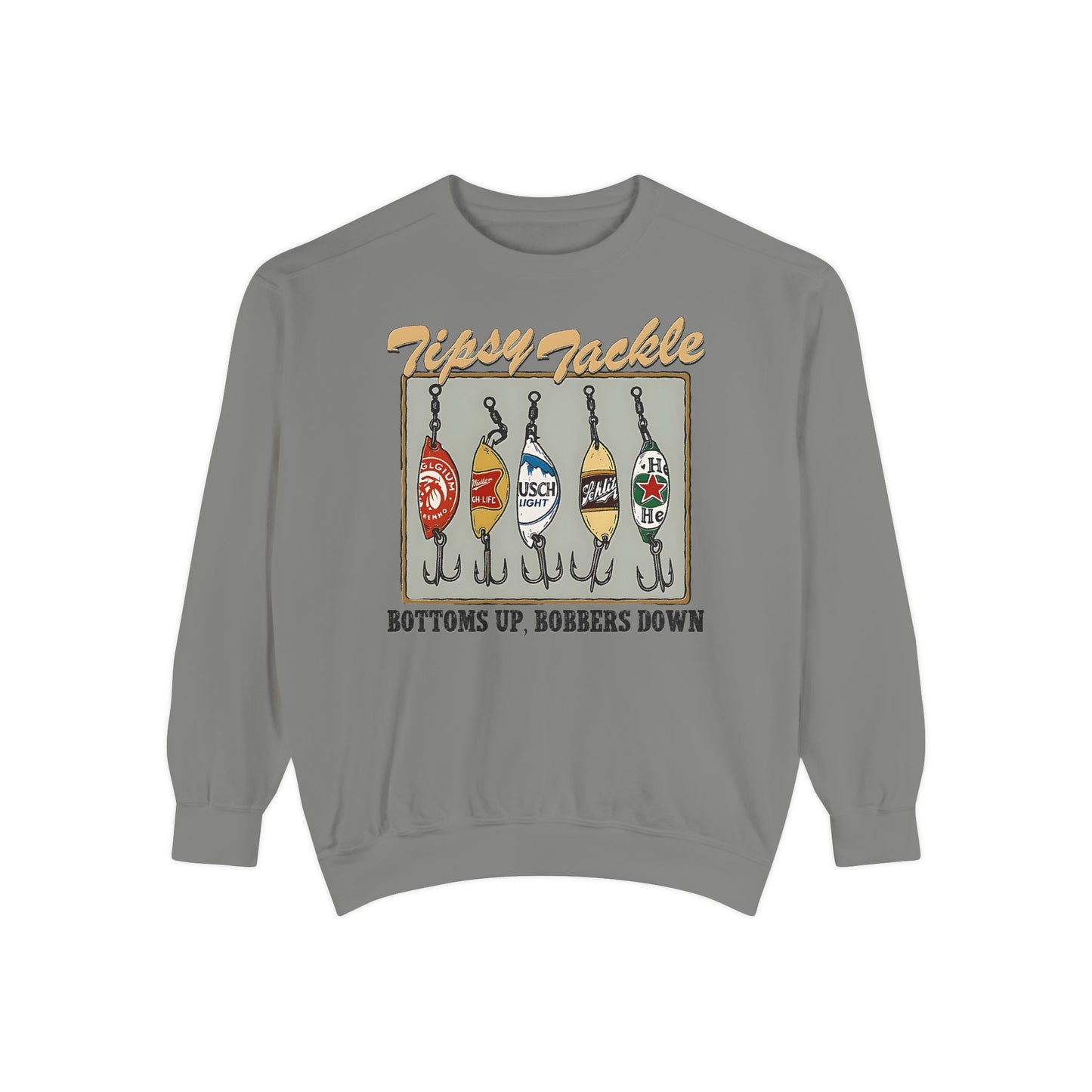 Tipsy Tackle Fishing Beer Sweatshirt – Comfort Colors® Graphic Crewneck for Lake Days & Anglers