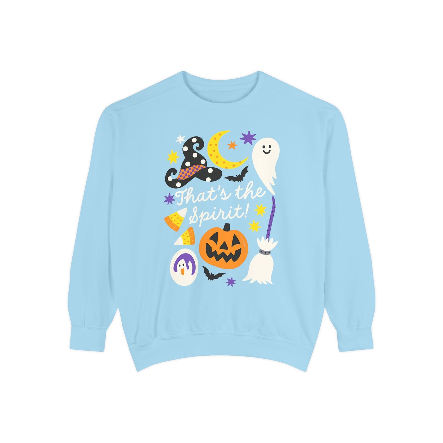 That’s the Spirit! Comfort Colors® Sweatshirt – Pastel Halloween Ghost & Pumpkin Oversized Crewneck