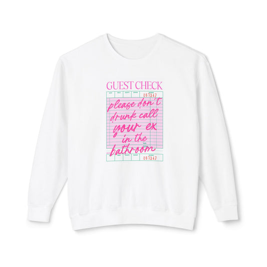 Guest Check Funny Unisex Lightweight Crewneck Sweatshirt, Comfy Casual Wear, Gift for Waitstaff, Perfect for Everyday & Work