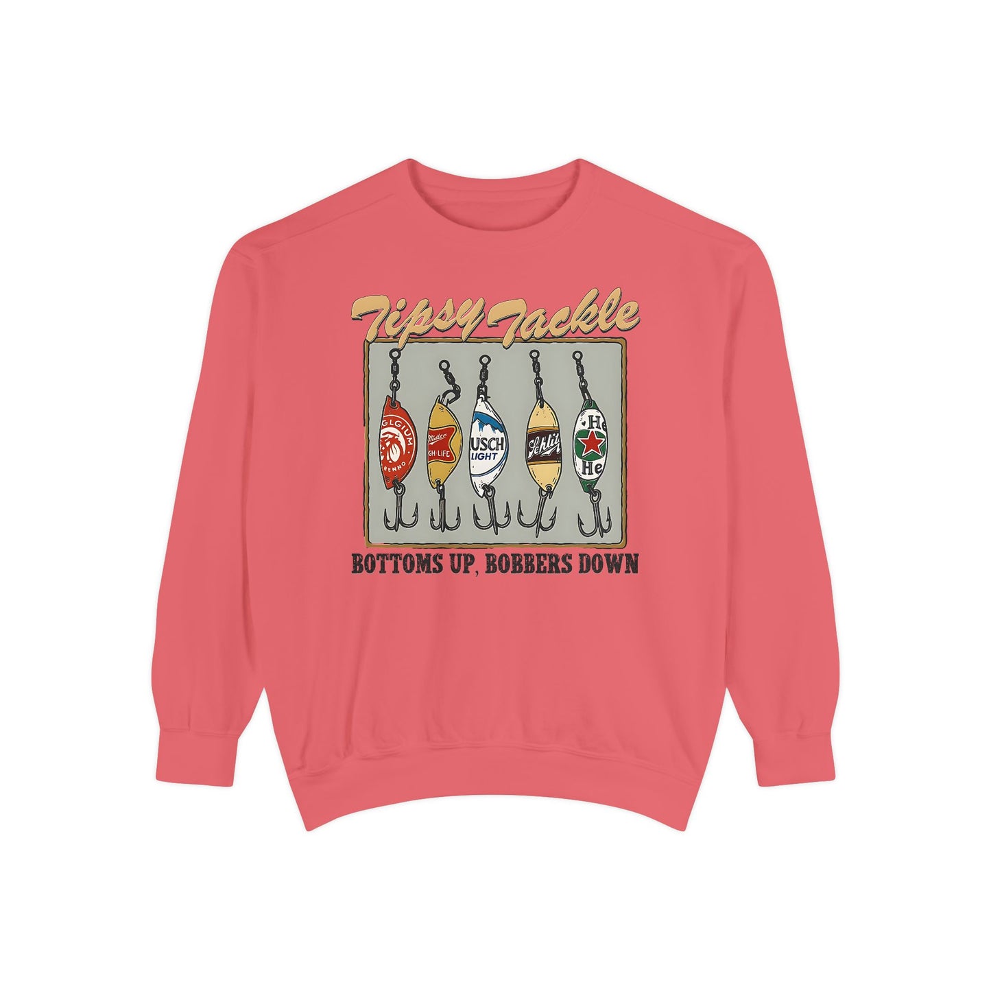 Tipsy Tackle Fishing Beer Sweatshirt – Comfort Colors® Graphic Crewneck for Lake Days & Anglers